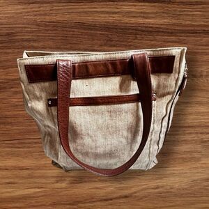 Osgoode Marley Beige Camo Canvas and Leather Messenger Shoulder Bag